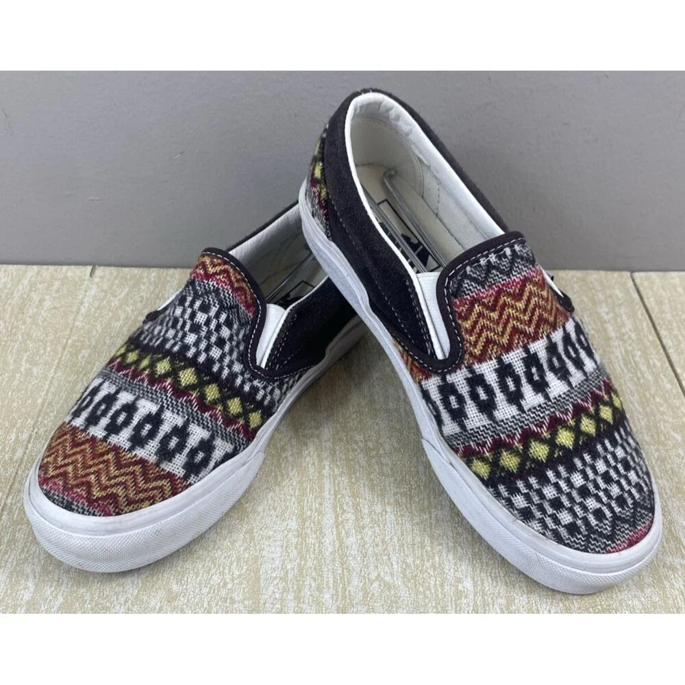 VANS Classic Slip-On Canvas Shoes Men's 5 or Women's 6.5 - Fair Isle Brown